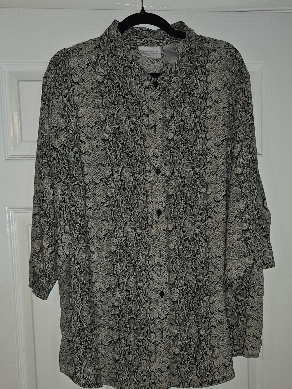Liz Claiborne Black and Gray Snake Print Button-Down Shirt